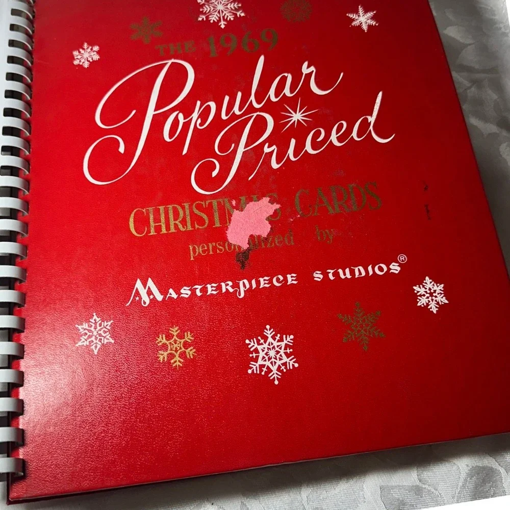 Masterpiece Studios Christmas Card Sample Book 1969 Red Large Good Vintage MCM